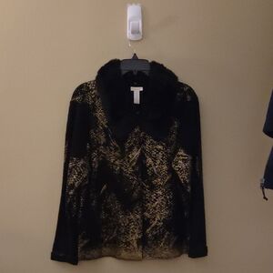 Black and Gold Jacket with Fur Collar